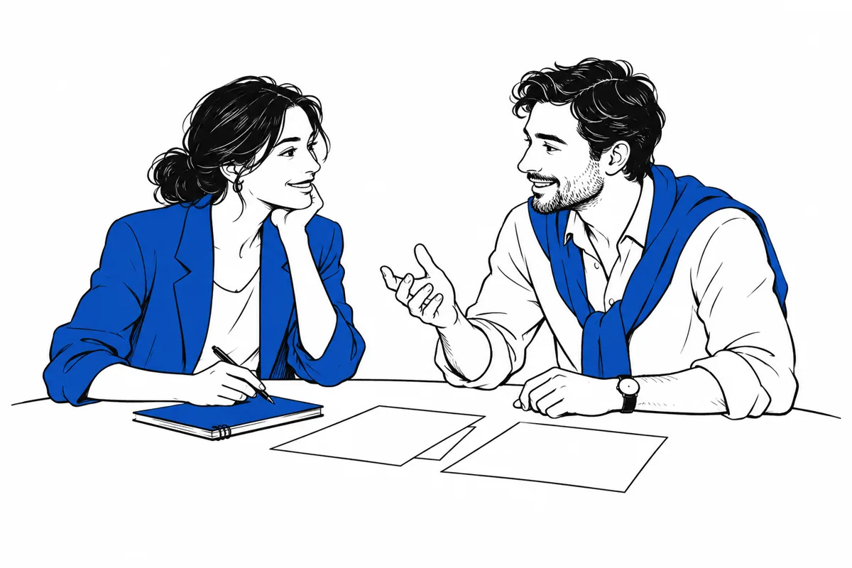 Two professionals listening and shaping a solution together