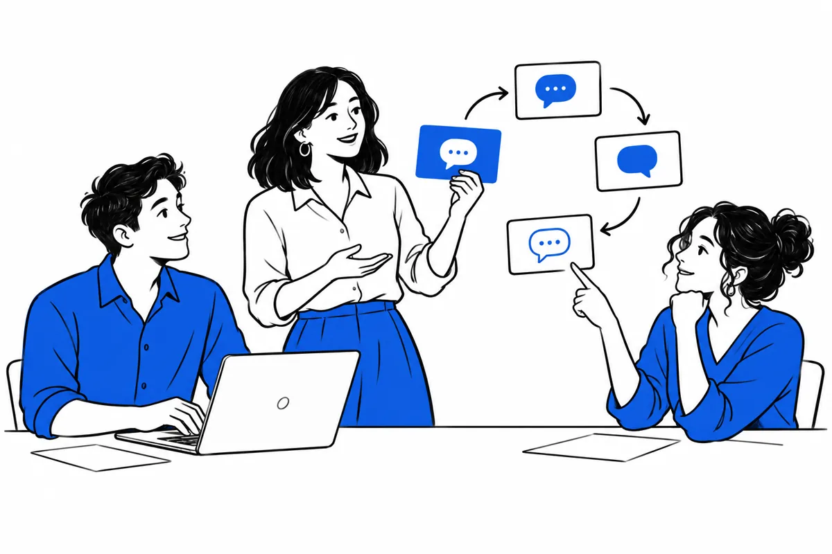 People connecting customer enquiries with the work of their team